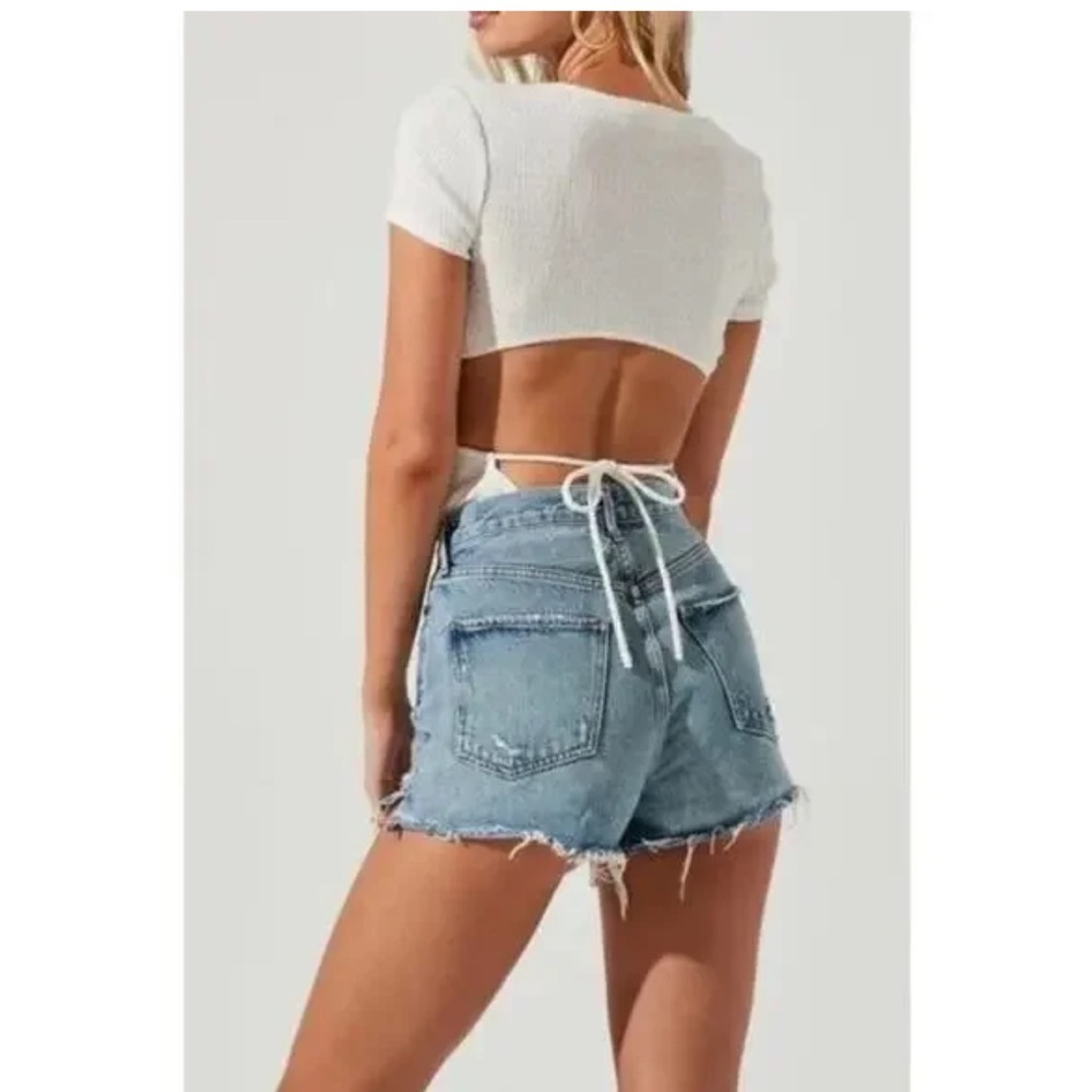 NEW ASTR the Label Charlize Short Sleeve Back Open One-Piece Bodysuit White - Picture 3 of 7